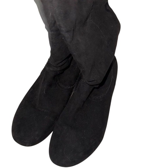 Vtg Kmart Route 66 Womens Black Peter Pan Faux Suede Boots Size 8.5 90's scrunch - Picture 1 of 12